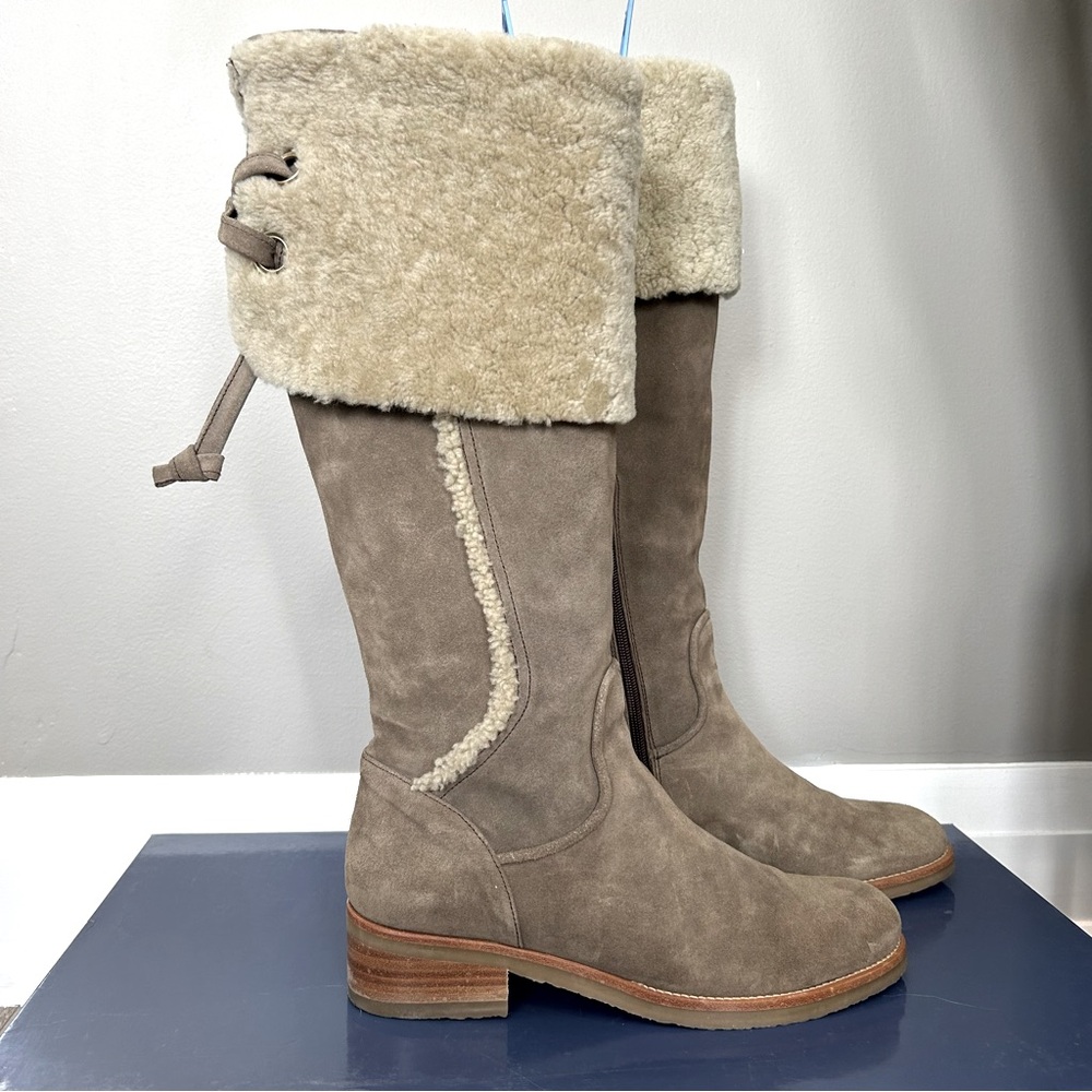 NAPOLEONI Stunning Mushroom Colour Shearling & Suede, Leather Lined Knee Boots